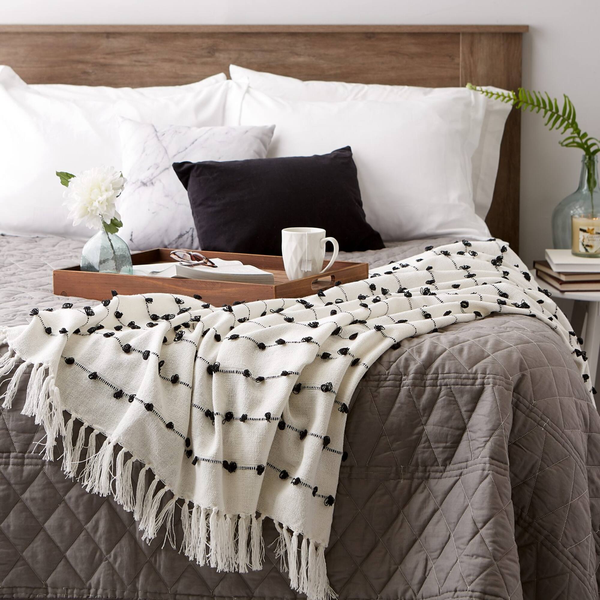 DII® Off White Woven Loop Throw